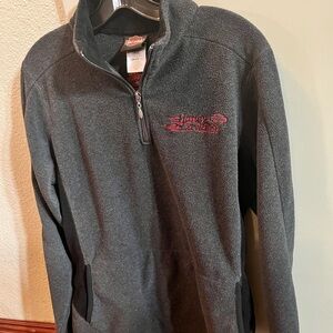 Harley-Davidson Women’s Grey and Black Zip-Up fleece pullover.